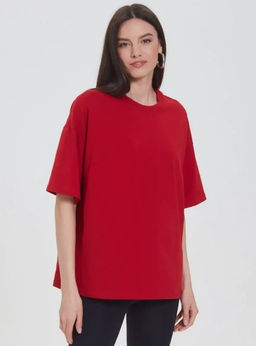 K11613 Футболка OVER SIZE (плотный хлопок) КРАСНЫЙ