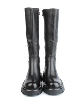 02-FJ725-1M BLACK Сапоги зимние женские (натуральная кожа, байка, натуральный мех)