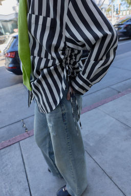 STRIPED SHIRT WITH SIDE LACES - Zara фото 3