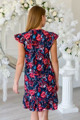 Платье женское из кулирки Элиза сине-красный - Амадэль фото 2