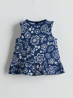 Bisiklet Yaka ?i?ekli K?z Bebek Bluz ve ?ort 2li