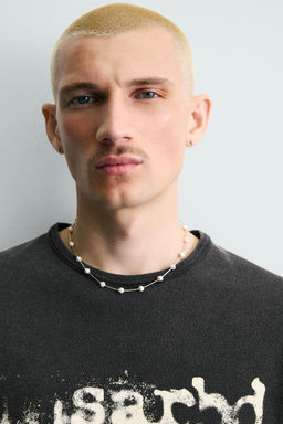 CAMISETA PUNTO ESTAMPADO LAVADO / Negro - Zara фото 6