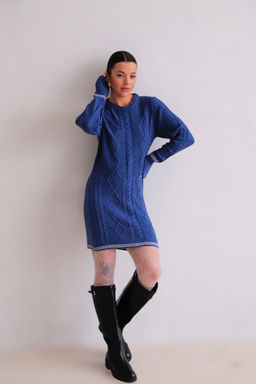 Martichelli Платье вязаное с узорами синее