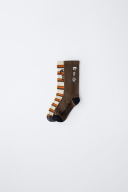 2-PACK OF STRIPED PUMPKIN SOCKS