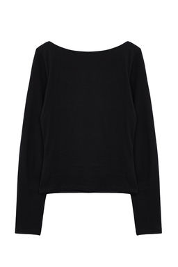 Siyah Havuz Yaka Fitted/Vucuda Oturan Orme Bluz TWOAW25BZ00025