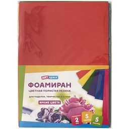 Фоамиран ArtSpace А4 5л. 5цв., толщина 2мм (Фа4_37716) яркие цвета