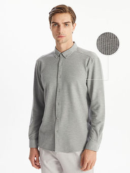 Slim Fit Uzun Kollu Erkek Dokulu G?mlek