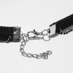 Чокер Джинс цветок с жемчужиной, цвет бело-чёрный, 36 см - Queen fair фото 2