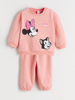 Minnie Mouse Bask?l? K?z Bebek Sweatshirt ve E?ofman Alt