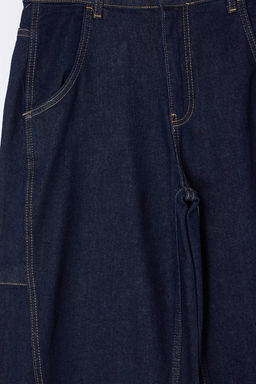 Koyu Mavi D_K_ML_ Diki_ Detayl_ Y_ksek Bel Baggy Jeans TWOAW27JE00030 - Trendyolmilla фото 8