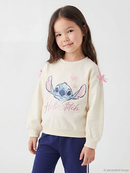 Lilo & Stitch Bask?l? K?z ?ocuk Sweatshirt ve E?ofman Alt?