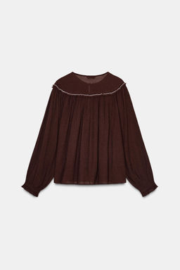 EMBROIDERED BLOUSE WITH BEADING - Zara фото 6