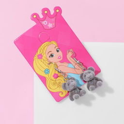 Серьги детские Выбражулька «Медвежонок», серые в серебре