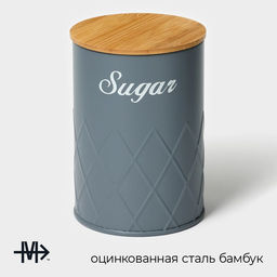 Банка для сахара Magistro Sugar Graphite, 9.513.5 см, с бамбуковой крышкой, серая фото 2