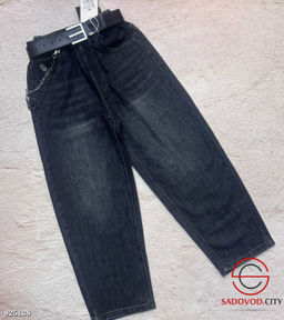 Джинсы широкие с ремнем