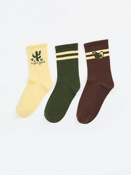 Desenli K?z ?ocuk Soket ?orap 3l?