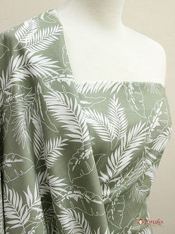 Импорт. хлопок Белые тропические листья ВИД2, ш.1.5м, хлопок-100%, 105гр/м.кв - Купава фото 3