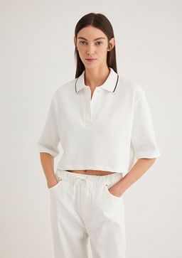 Ekru Polo Tisort - Mavi фото 2