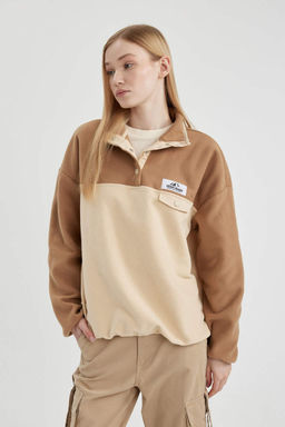 Флисовый свитшот свободного кроя Cool - Defacto фото 3