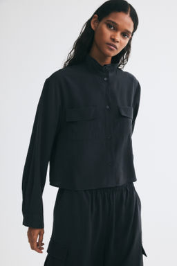 Camisa en mezcla de viscosa con cuello elevado - H&m фото 3