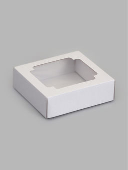 Цена за 5 шт. Коробка складная, крышка-дно,с окном, белая, 15 х 15 х 5 см
