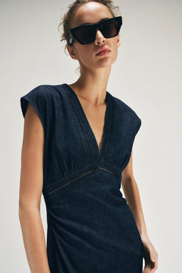 VESTIDO MIDI ENTREDOSES / Azul - Zara фото 2