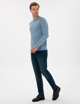 Petrol Slim Fit Pamuk Kar___ml_ Jean Pantolon