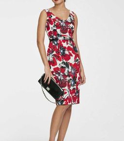 Платье, бело-красное