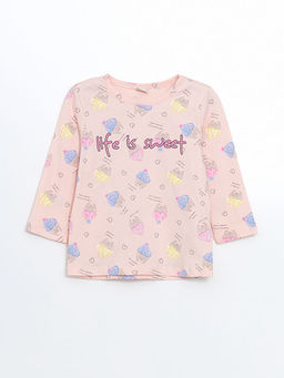 Bisiklet Yaka Bask?l? K?z ?ocuk Pijama Tak?m?