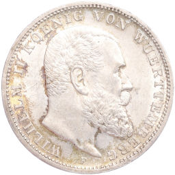 Монета 3 марки 1910 года F Вюртемберг (Германия)