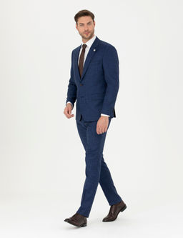_ndigo Slim Fit _izgili Tak_m Elbise