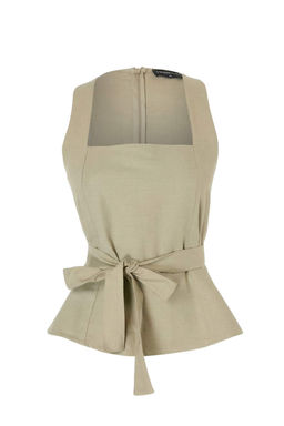 Ac?k Haki Studio Keten Gorunumlu Kusakl? Bluz TWOSS26BZ00658