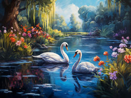 Вышивка крестиком 40х50см, Белые лебеди