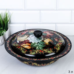 Чаша 3 л с крышкой металл / ER-528 /уп 60/ 0,4/ОРР / 2 СОРТ / в ассортименте - ГалеонТрейд фото 2