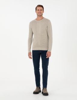 Kum Melanj Slim Fit Bisiklet Yaka Y_n Kar___ml_ Triko Kazak - Pierre cardin фото 4