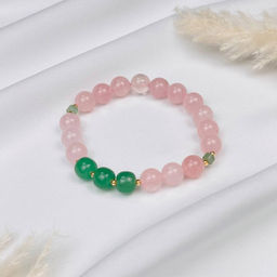 Браслет из мадагаскарского Розового кварца и Авантюрина - Радуга самоцветов фото 2