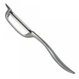 Овощечистка TalleR 17х2,2х1,9см, цинковый сплав, никелированная матовая поверхность, продольное лезвие из стали 4см, плавающее, двухстороннее, на картоне (Китай)