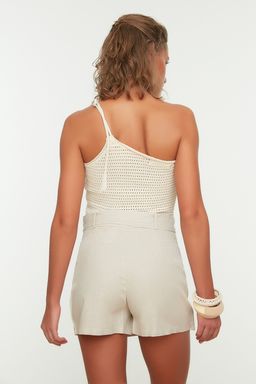 TRENDYOLMILLA KahverengI Mini Dokuma Keten kar?s?ml? Plaj Sort Etek TBESS21ET0124  фото 14