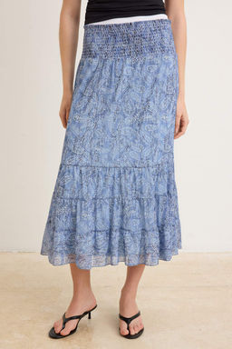 Mavi Sal Desen Boho/Boho Chic Skater Gipeli Normal Bel Maxi Tul Orme Etek TWOSS26ET00141 - Trendyolmilla фото 3