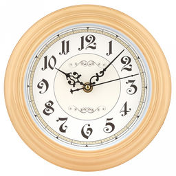 Часы настенные "Вензель" д19-22,5см, h4см, мягкий ход, циферблат белый/бежевый; цифры арабские, черный; корпус пластик, бежевый "под дерево"; в коробке (Китай)