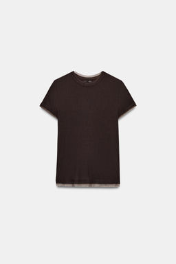 CAMISETA COMBINADA TUL / Marr?n chocolate - Zara фото 5