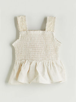 Kare Yaka K?z ?ocuk Bluz ve ?ort 2li