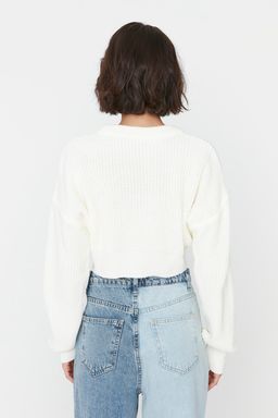 Siyah Super Crop Basic Triko Kazak TWOAW23KZ01620 - Trendyolmilla фото 11