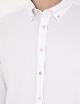 Рубашка Pierre Cardin Slim Fit белая с длинным рукавом