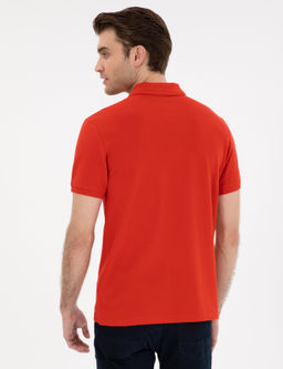 K_rm_z_ Slim Fit %100 Pamuk Polo Yaka Basic Ti__rt