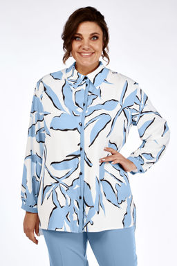 Блуза Элль стиль 2264/1а белый/голубой принт