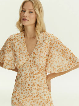 Платье мини из шифона с цветочным принтом, PL1724/voile