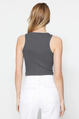Antrasit-Mint 2li Paket Vucuda Oturan Crop Halter Yaka Fitilli Esnek Orme Atlet TWOSS21AL0058