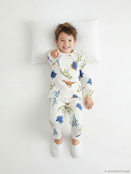 Bask?l? Erkek ?ocuk Pijama Tak?m?