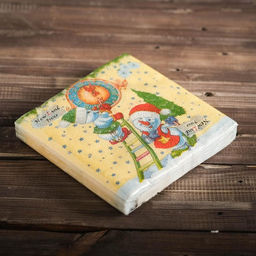 Цена за 3 шт. Салфетки новогодние бумажные Снеговички-Часовички, 2 слоя, 33?33 см, 20 шт.